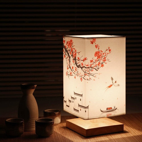 Skanto | Kyomi Japansk-skandinavisk Bordlampe – Minimalistisk Treakcentlys