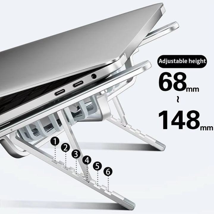 Skanto | Sammenleggbar Laptop Stativ med 360° Roterende Kjølefans og Justerbar Høyde