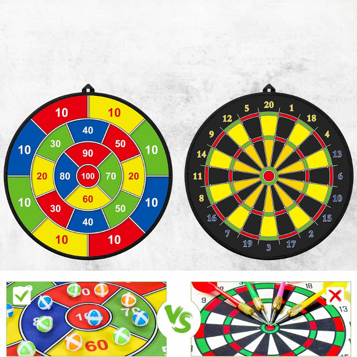 Große Dartscheibe für Kinder mit Klebebällen und Dart – PlayTarget