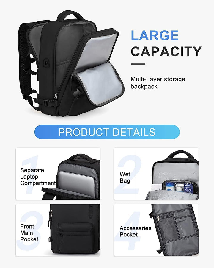 Vanntett reise ryggsekk med skopartisjon og USB-port – 14" bærbar PC passer | Skanto