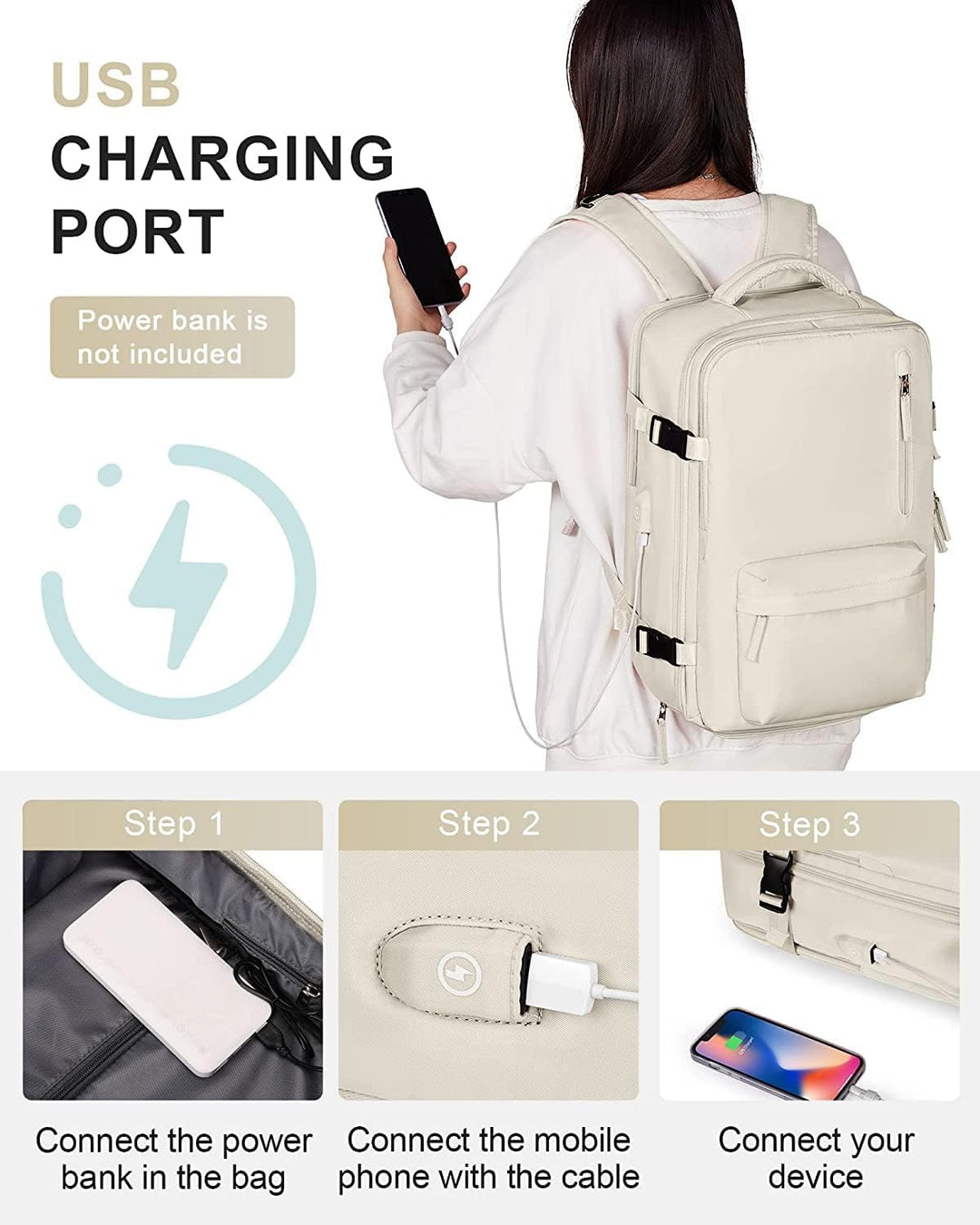 Vanntett reise ryggsekk med skopartisjon og USB-port – 14" bærbar PC passer | Skanto