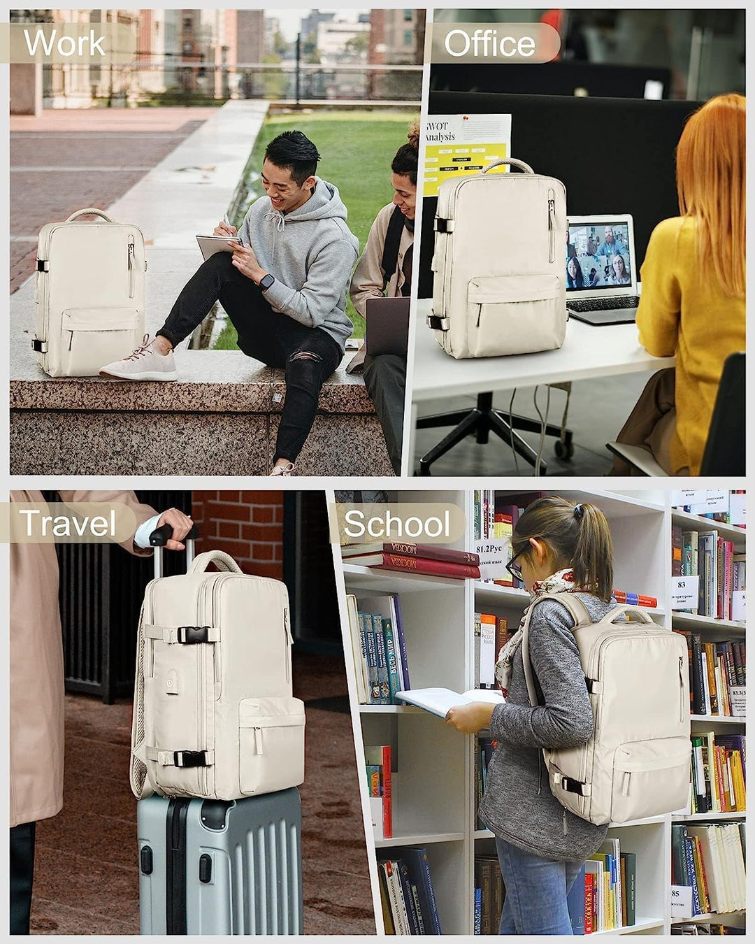 Vanntett reise ryggsekk med skopartisjon og USB-port – 14" bærbar PC passer | Skanto