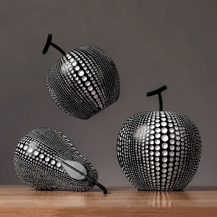 Dekorativ MonoApple-Figur – Apfel mit schwarzen und weißen Punkten
