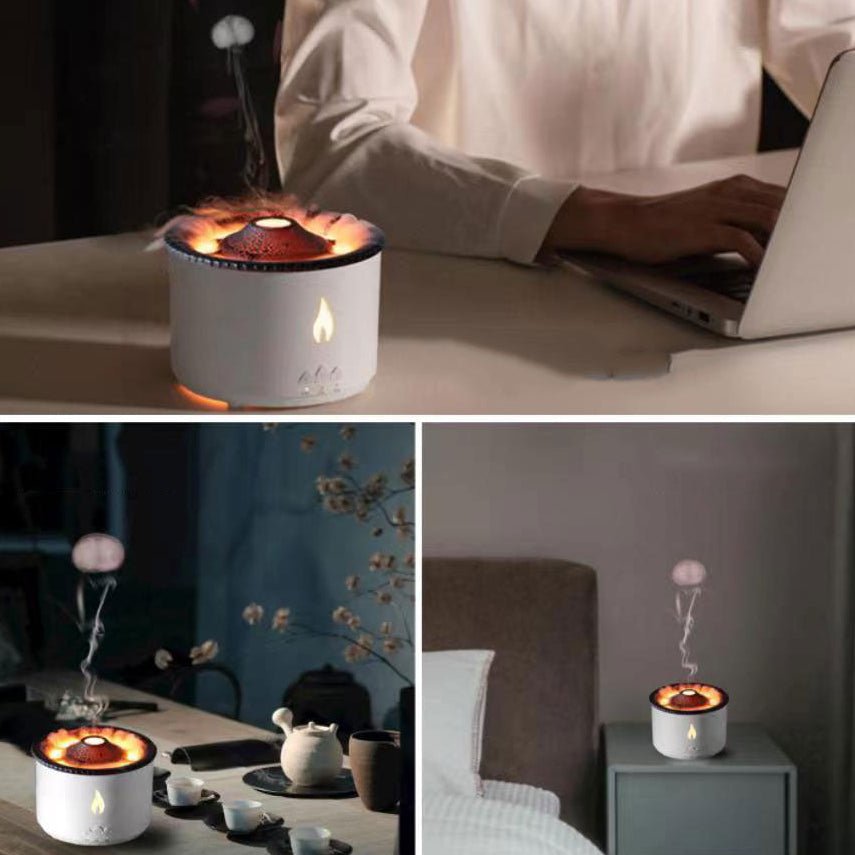 Skanto | LAVAMIST – Flamme Luftfukter & Aromaterapi Diffuser med Beroligende Ambient Lys