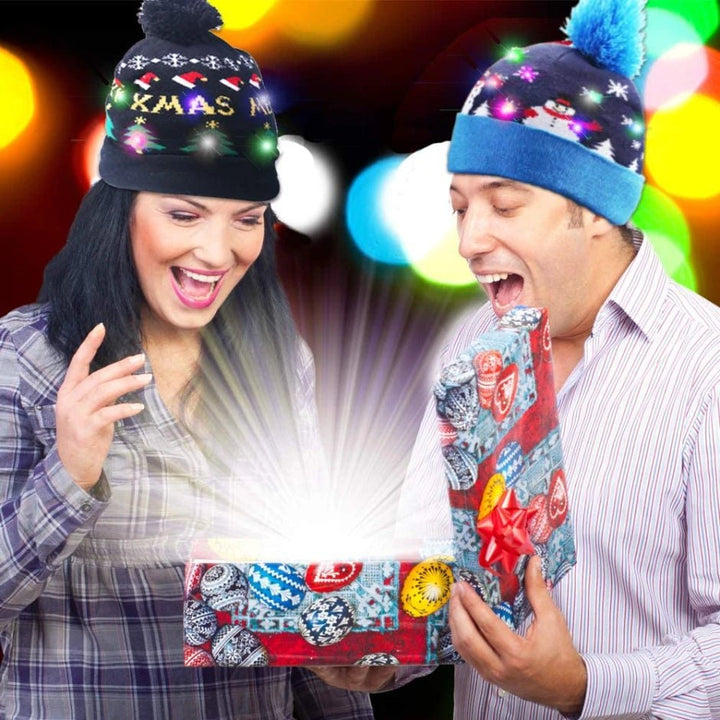 Skanto | LED julenissenlue - Unisex strikket lue for jul og nyttår