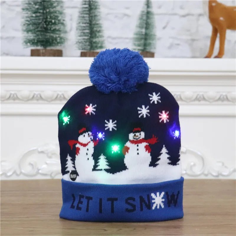 Skanto | LED julenissenlue - Unisex strikket lue for jul og nyttår