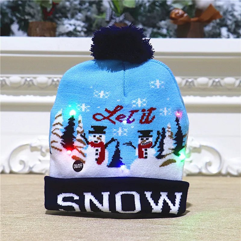 Skanto | LED julenissenlue - Unisex strikket lue for jul og nyttår