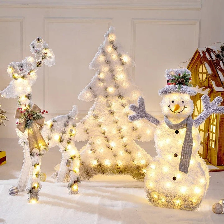 Skanto | LED Julepynt – Snømann, Rådyr & Gaveeske Ornamenter med Lys