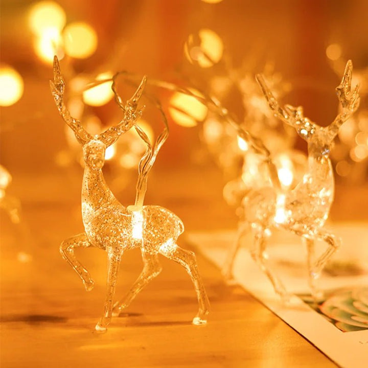 Skanto | LED Hjorte Vimpel Lys – Batteridrevet Ferie Lyslenker for Magisk Julesmykning av Hjem, Soverom og Stue Dekor