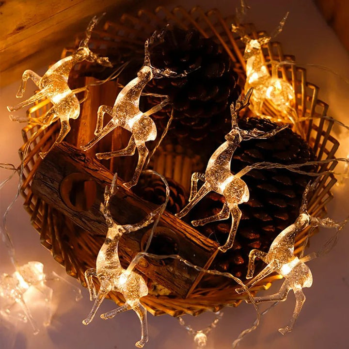 Skanto | LED Hjorte Vimpel Lys – Batteridrevet Ferie Lyslenker for Magisk Julesmykning av Hjem, Soverom og Stue Dekor