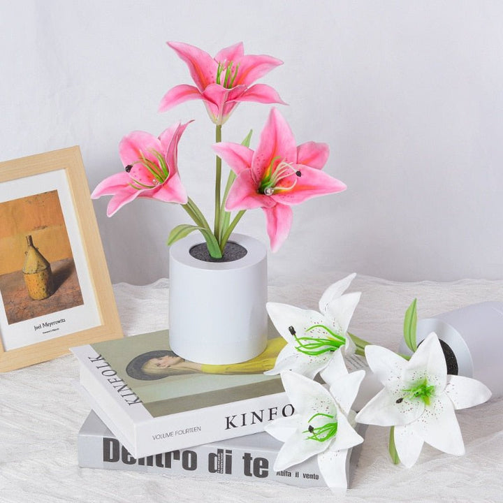 Skanto | LED Blomster Nattlys Lilje Bord Blomsterlampe