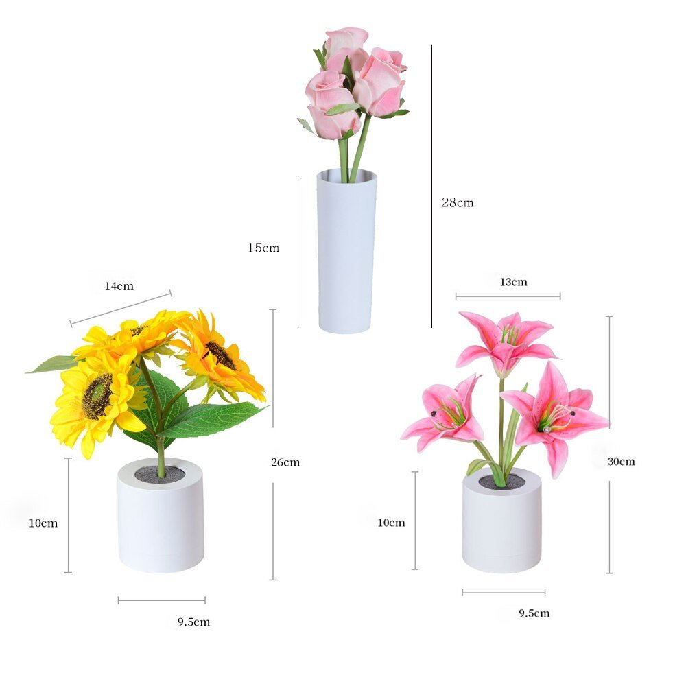Skanto | LED Blomster Nattlys Lilje Bord Blomsterlampe