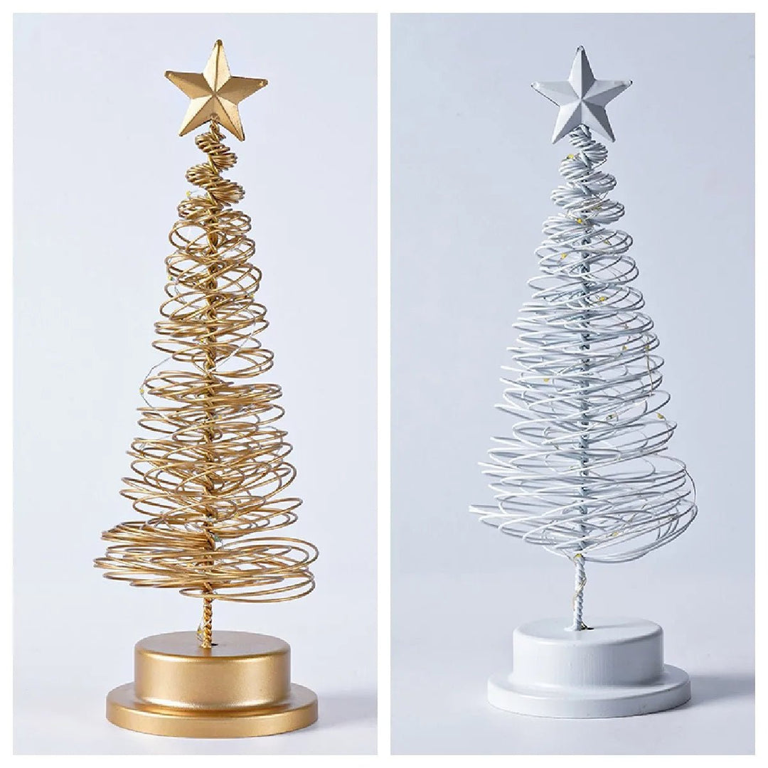 Skanto | LED Smedet Juletre Spiral Lys Bord Ornament – Elegant Atmosfære Lampe for Soverom & Høytidsdekorasjoner