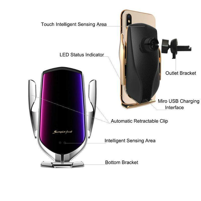 Smart trådløs automatisk sensor bil telefonholder lader | Skanto