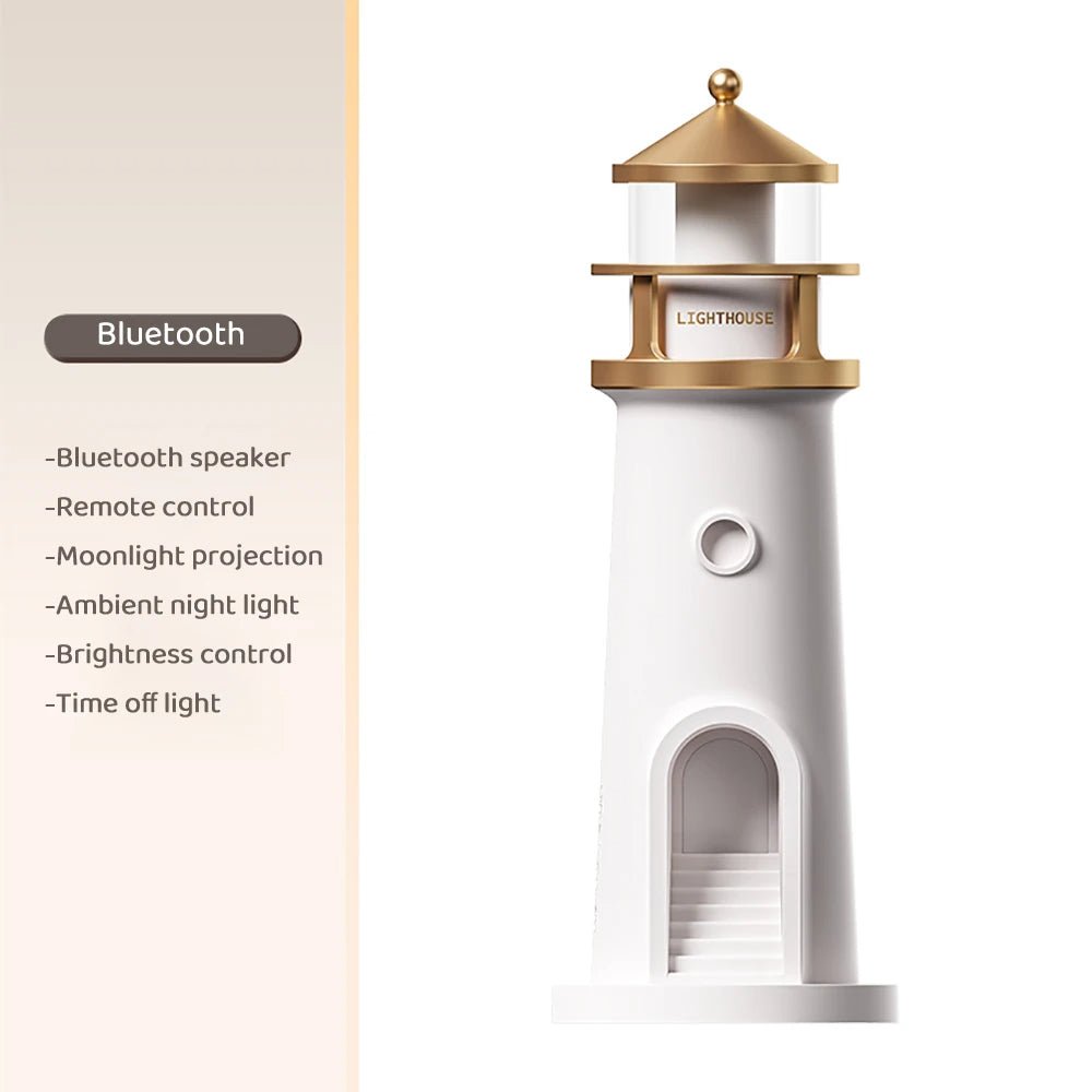Skanto | Fyrtårn Måne Prosjektor Lampe – Dimmbar Bluetooth Stemningslys med Bevegelsessensor, Perfekt for Nattlig Fred og Julegave