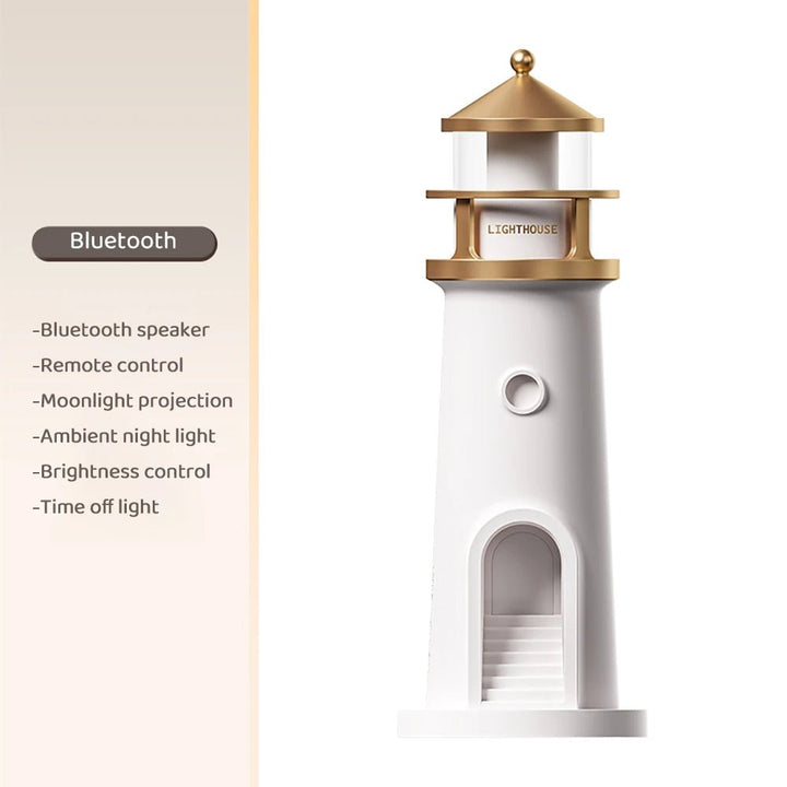 Skanto | Fyrtårn Måne Prosjektor Lampe – Dimmbar Bluetooth Stemningslys med Bevegelsessensor, Perfekt for Nattlig Fred og Julegave