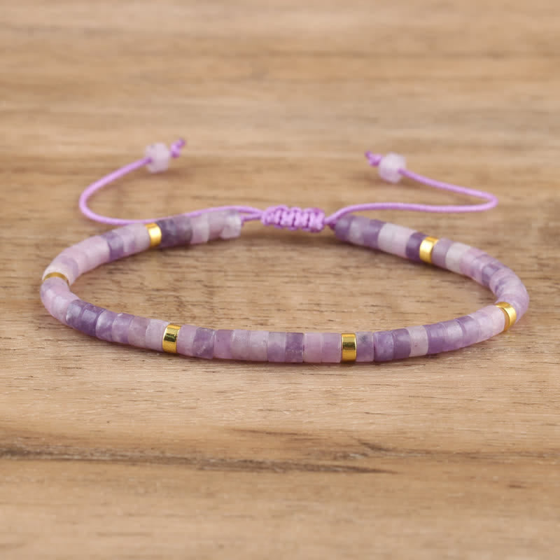 Skanto | Flettet armbånd med 2,4 mm naturstein ruller – Seraphina