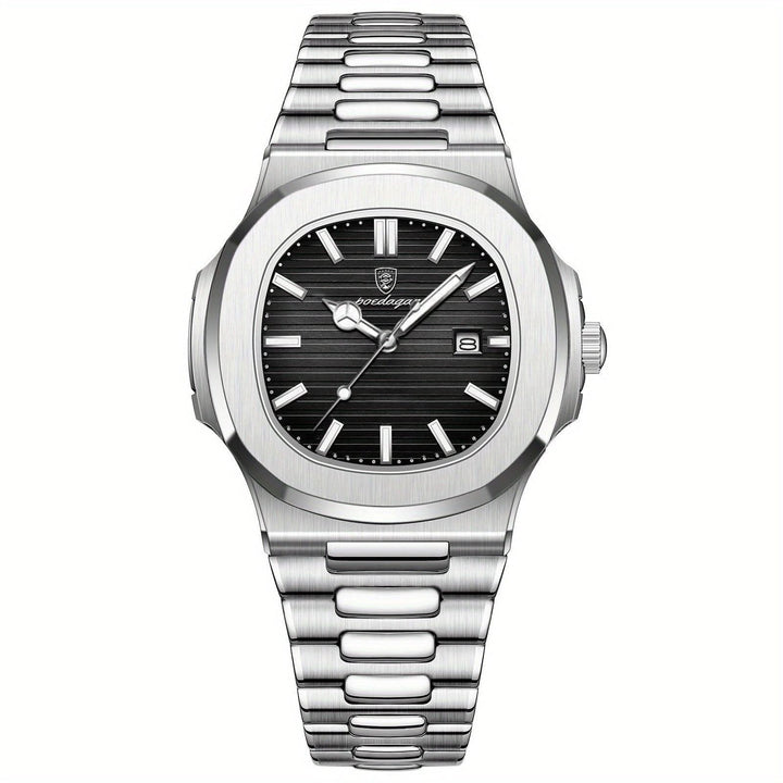 Herren-Armbanduhr aus Edelstahl mit Quarzwerk und Datumsanzeige