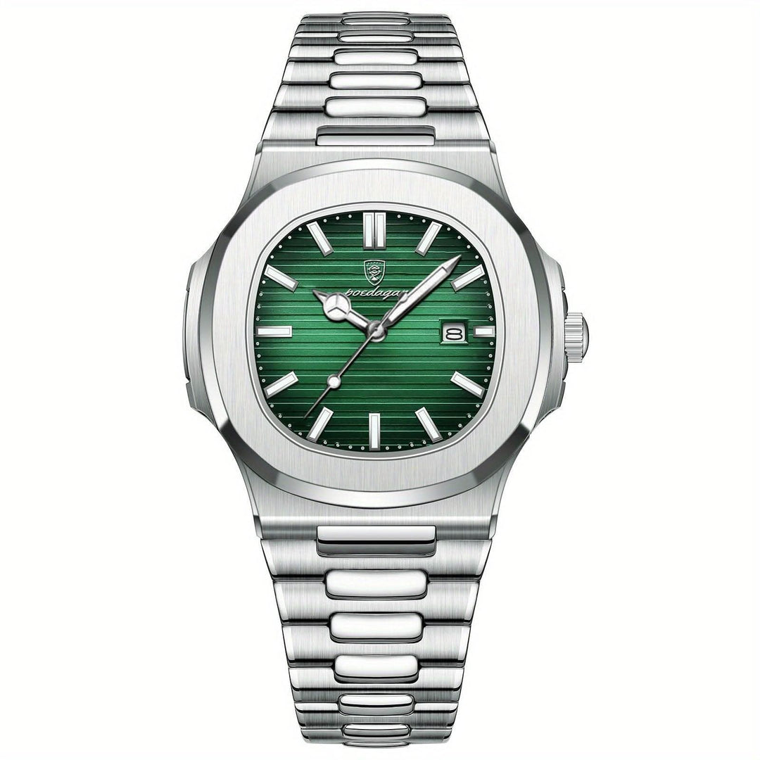 Herren-Armbanduhr aus Edelstahl mit Quarzwerk und Datumsanzeige