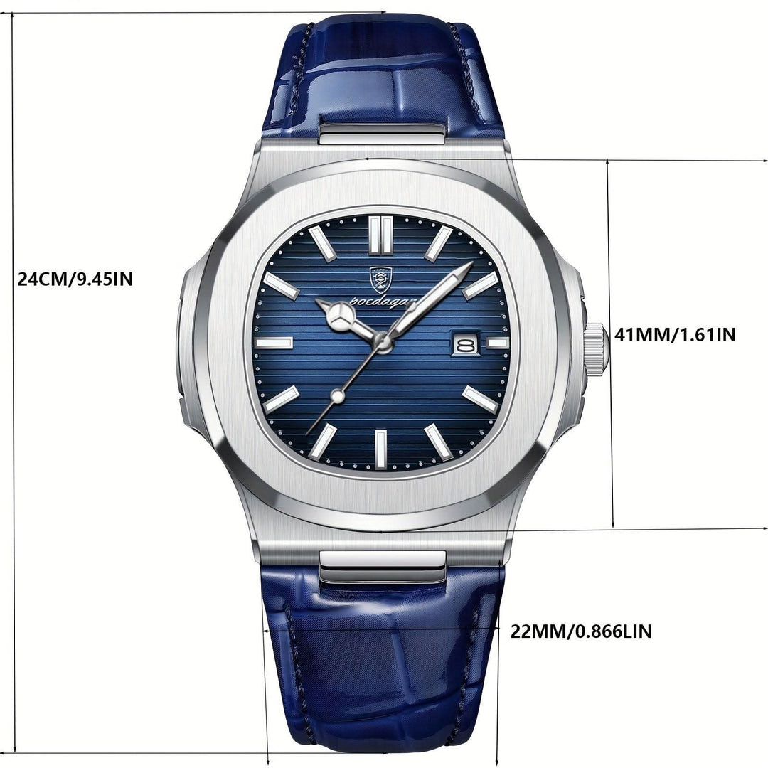 Herren-Armbanduhr aus Edelstahl mit Quarzwerk und Datumsanzeige