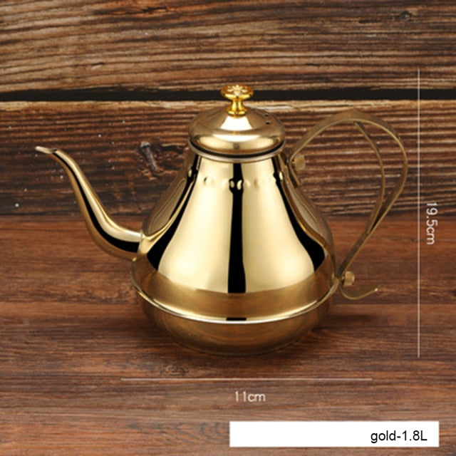 Lang rustfritt stål munn potte kjele med melkefilter infuser oolong te potte | Skanto