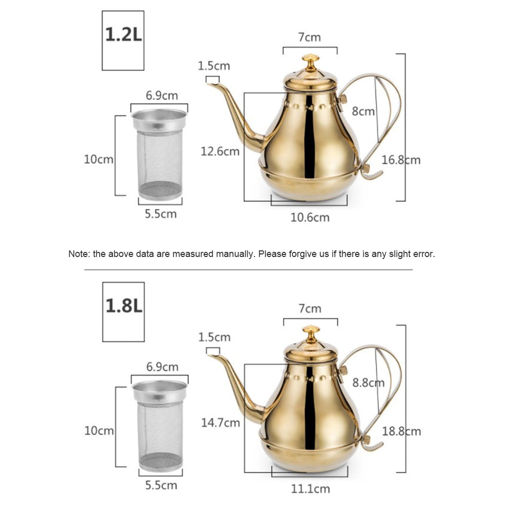 Lang rustfritt stål munn potte kjele med melkefilter infuser oolong te potte | Skanto
