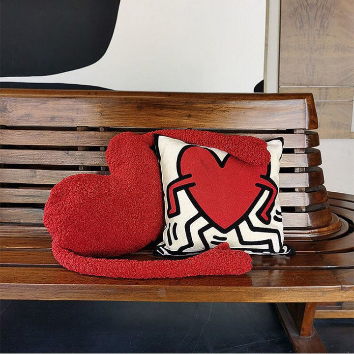 Love Heart Sofa Cushion in Soft Plush Fabric Design | Skanto