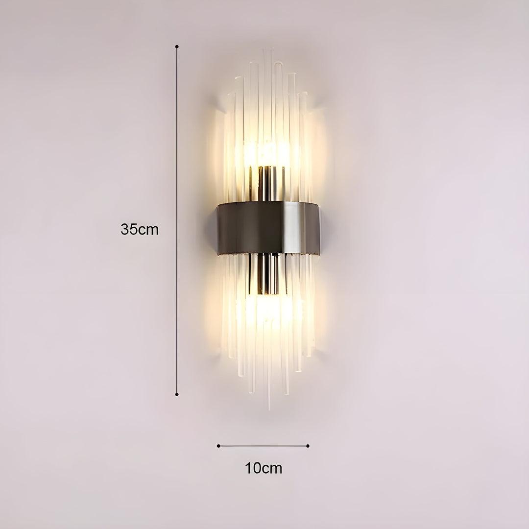 Vegglampe med krystalleffekt – Elegant design med gullfargede detaljer