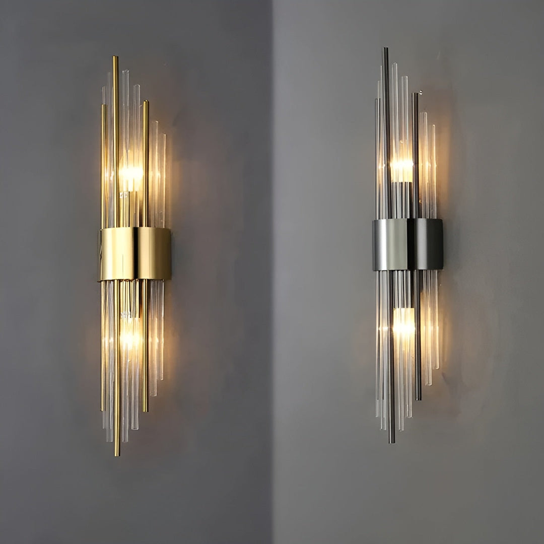 Vegglampe med krystaleffekt – Elegant design med gyllen aksent | Skanto