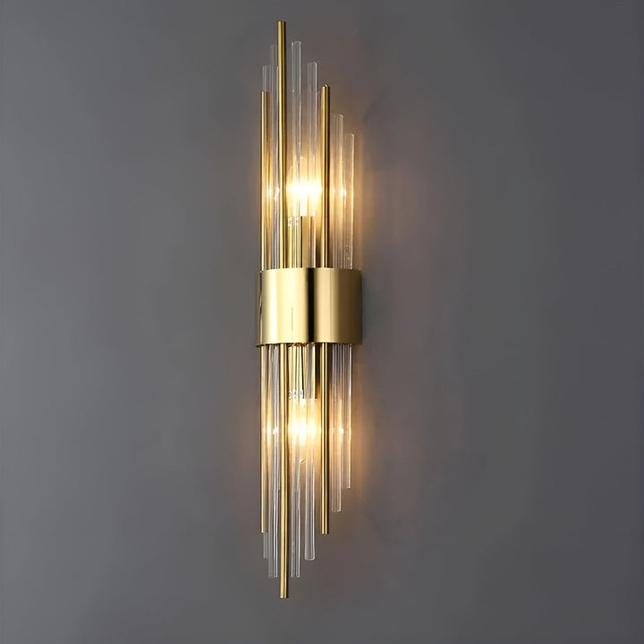 Vegglampe med krystalleffekt – Elegant design med gullfargede detaljer