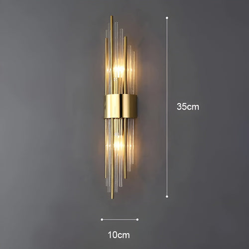 Vegglampe med krystalleffekt – Elegant design med gullfargede detaljer