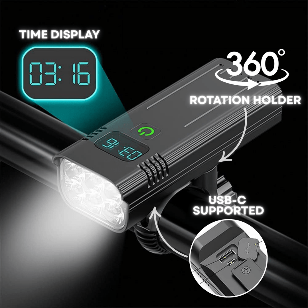 Skanto | ROADGLOW X – 5000 lumen sykkellys med 12 LED-lamper og USB-C oppladbart batteri