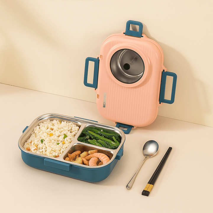 Skanto | LUNCHMATE – Lunchboks i rustfritt stål med 3 rom for ferske og organiserte måltider