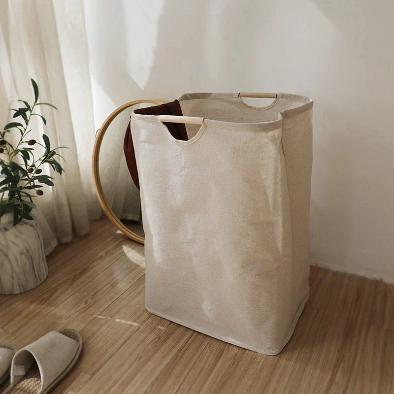 Skanto | LuxeFold Hamper – Elegant Bomull-Linnen Vaskeri Organizer