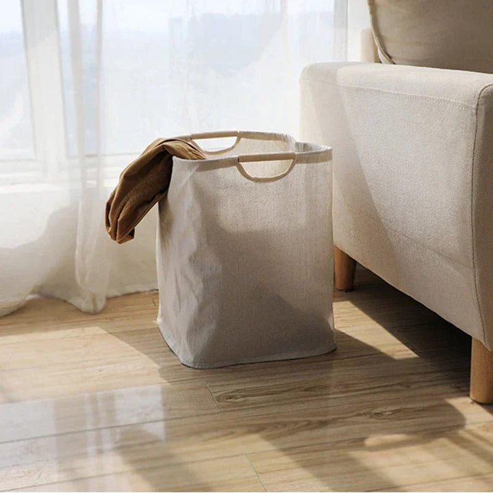 Skanto | LuxeFold Hamper – Elegant Bomull-Linnen Vaskeri Organizer