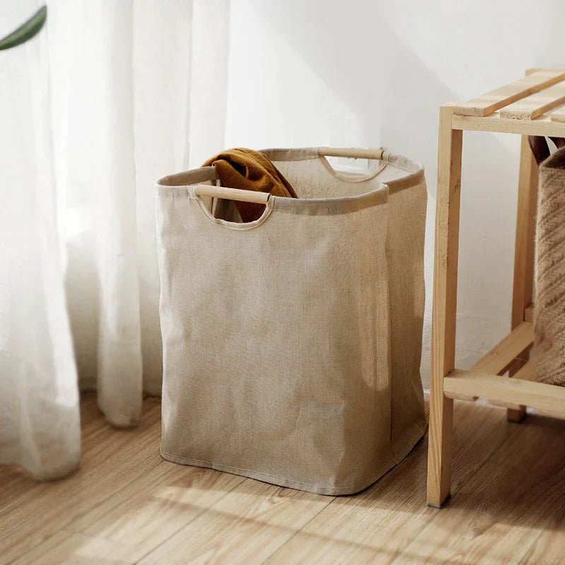 Skanto | LuxeFold Hamper – Elegant Bomull-Linnen Vaskeri Organizer