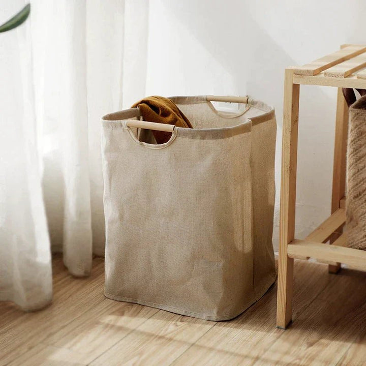 Skanto | LuxeFold Hamper – Elegant Bomull-Linnen Vaskeri Organizer