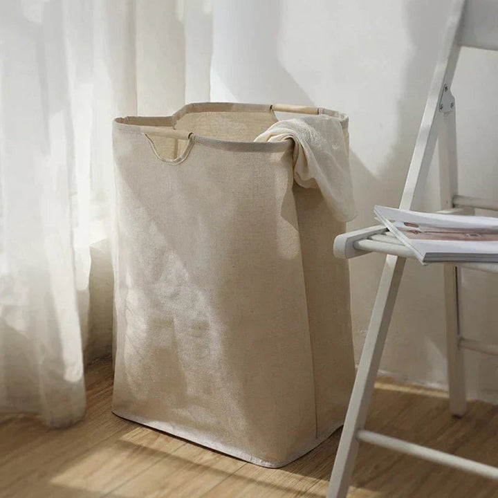 Skanto | LuxeFold Hamper – Elegant Bomull-Linnen Vaskeri Organizer