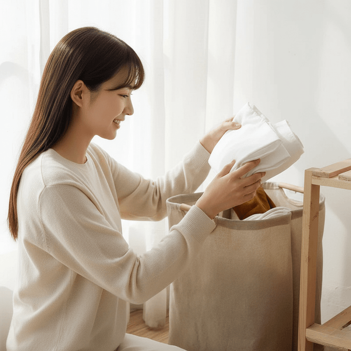 Skanto | LuxeFold Hamper – Elegant Bomull-Linnen Vaskeri Organizer