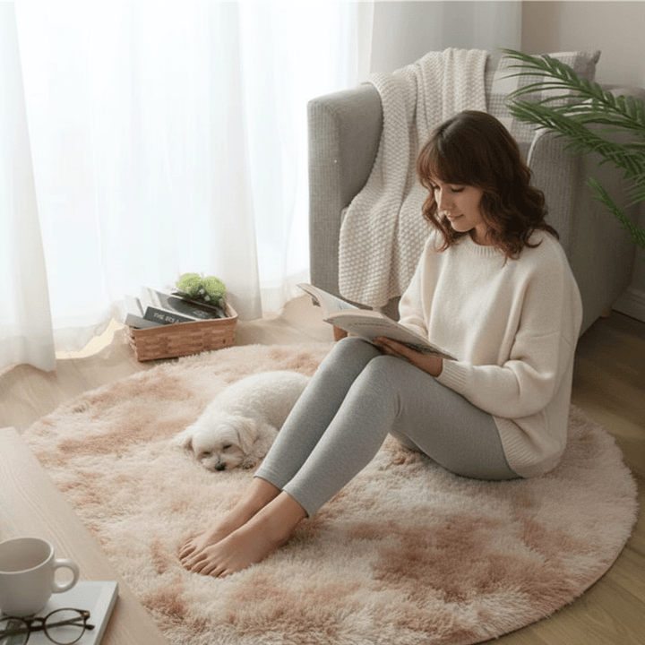 Skanto | Velvéri Luxe FluffyMat Teppe | Ultra-mykt rundt plysjteppe for koselige hjem og soverom dekor