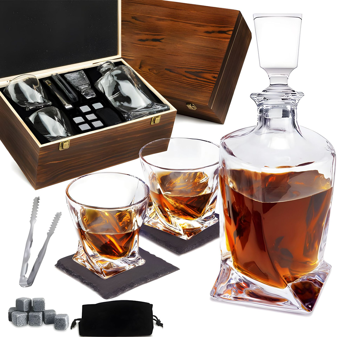 Skanto | Luksus Krystall Whiskey Karaffel og Glass Sett - WhiskeyWave