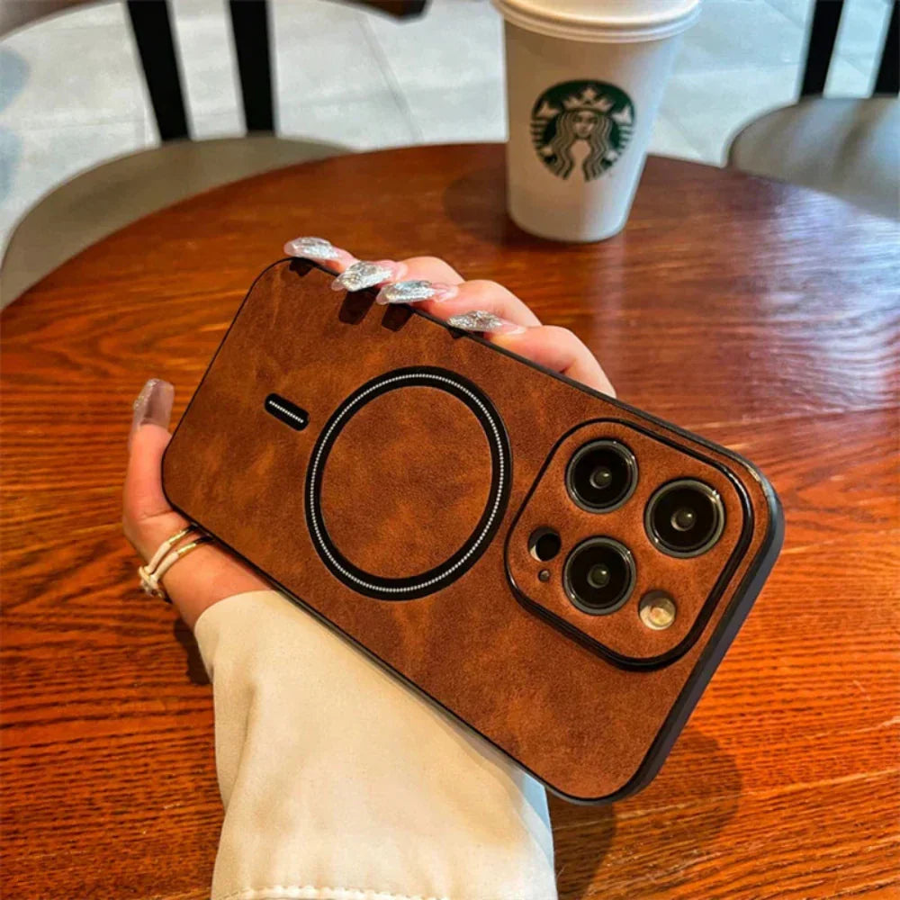 Magnetische Schutzhülle fra Leder fürs Handy