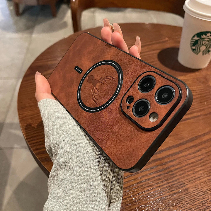 Magnetische Schutzhülle fra Leder fürs Handy