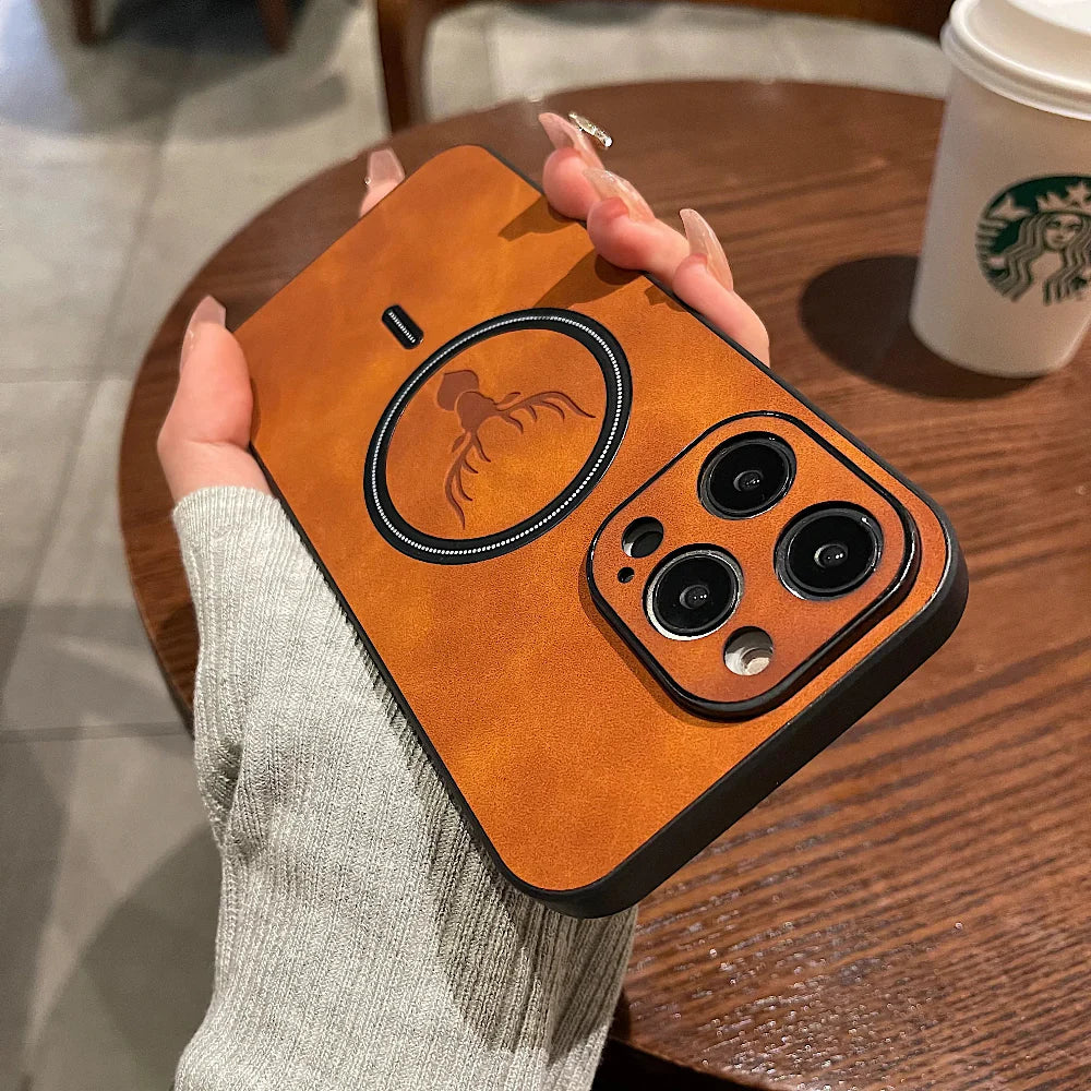 Magnetische Schutzhülle fra Leder fürs Handy