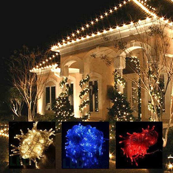 LED Lyskede - 100 LED Innendørs / Utendørs 10 Meter, varm hvit, rød, grønn, multicolor eller blå | Skanto