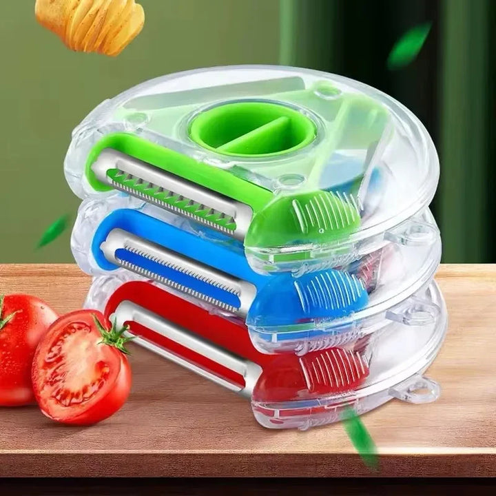 Magic Trio Rustfritt Stålblad Skrelle Skiver Rive Julienne Kutte | Skanto