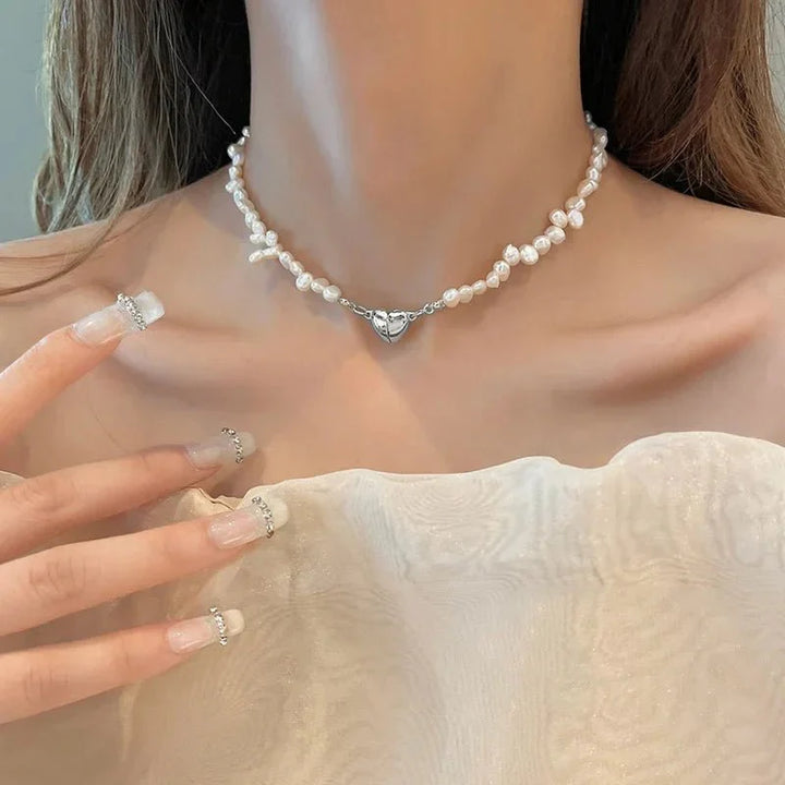 Skanto | Magnetisk Hjerte Perle Choker Halskjede og Armbånd