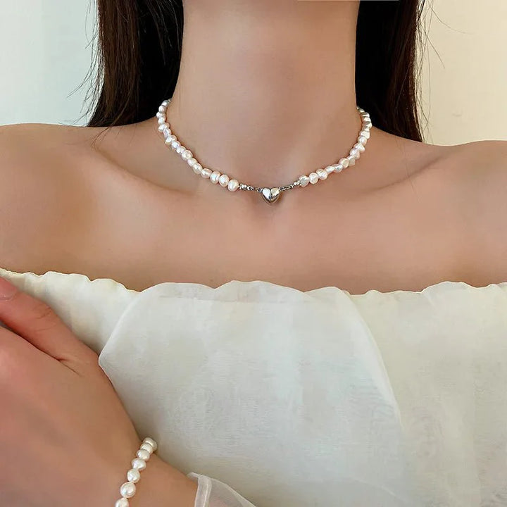 Skanto | Magnetisk Hjerte Perle Choker Halskjede og Armbånd