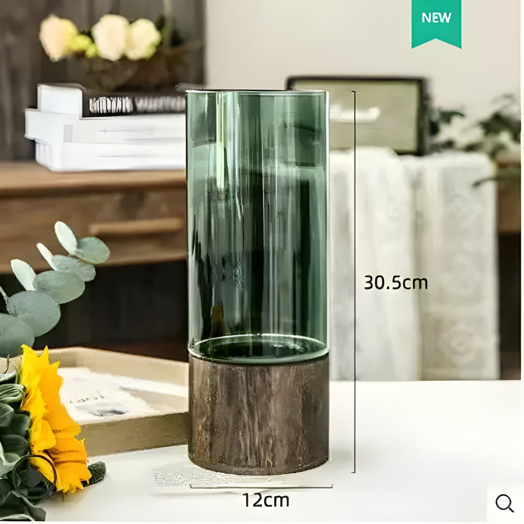 TranquilSkantooom Vase – europeisk hydroponisk vase laget av tre og glass