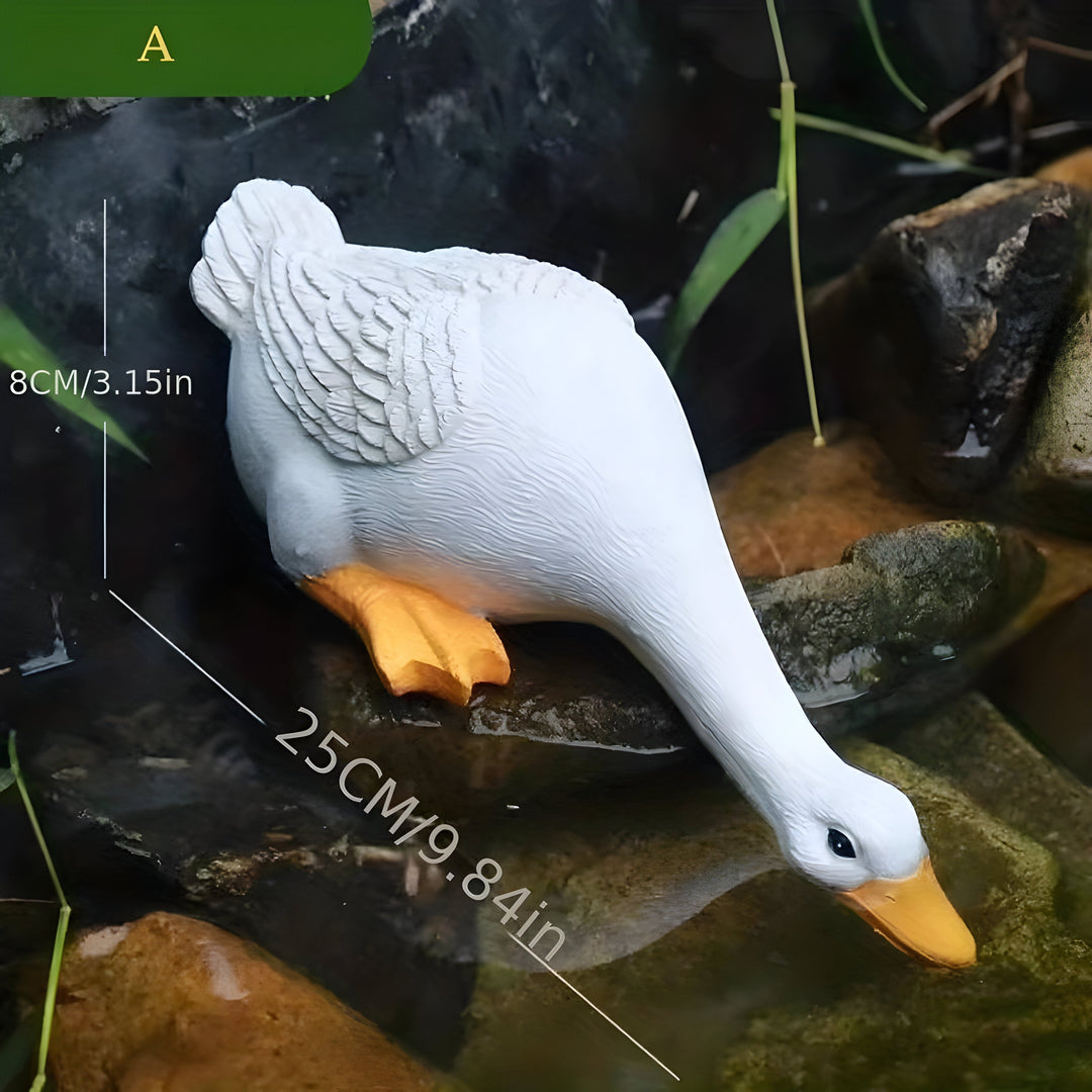 PuddlePals-skulptur – and- og gåsefigur i landlig stil